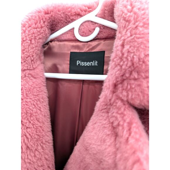 100% Wool Oversized Blush Pink Teddy Coat - Picture 7 of 8